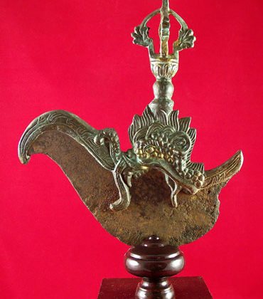 couteau rituel tibétain kartika en bronze et fer