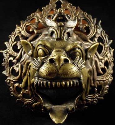 tête de lion indien en bronze applique murale
