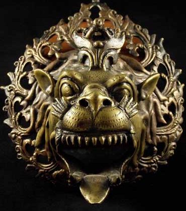 tête de lion indien en bronze applique murale