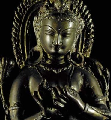 statue de maitreya bouddha debout en bronze