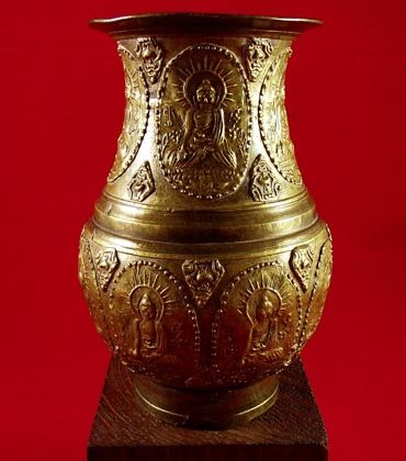 petit vase népalais amkhora bronze laiton