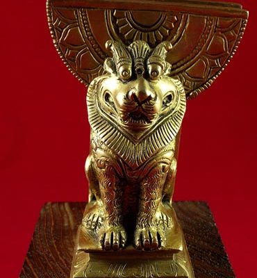 paire de lions yali en bronze indien