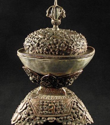 kapala en argent tibet rituel bouddhiste vajrayana