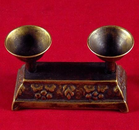 lampe à beurre tibétaine double dipa en bronze