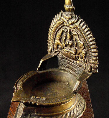 laksmi gaja lampe à huile indienne bronze