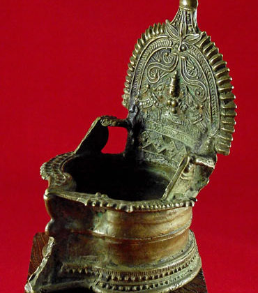 laksmi gaja lampe à huile indienne bronze