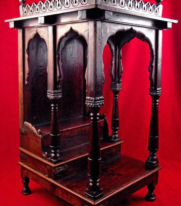 autel domestique indien en bois devghar antique