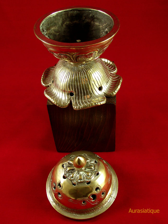 encensoir en bronze du tibet forme de lotus