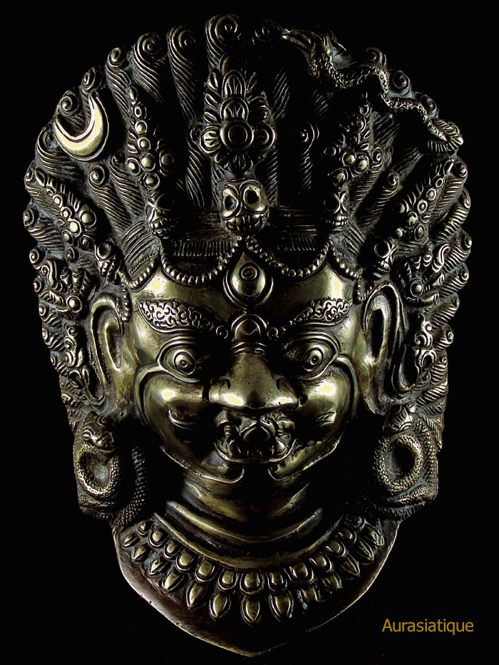 masque en bronze de mahakala protecteur du dharma