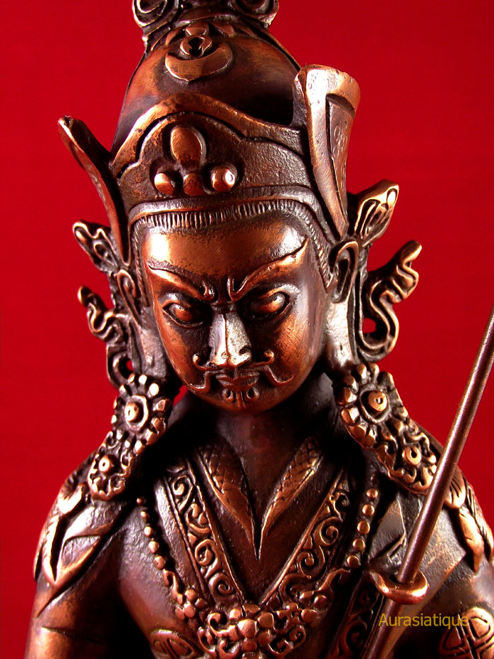 statuette de gourou rinpoche padmasambhava en cuivre