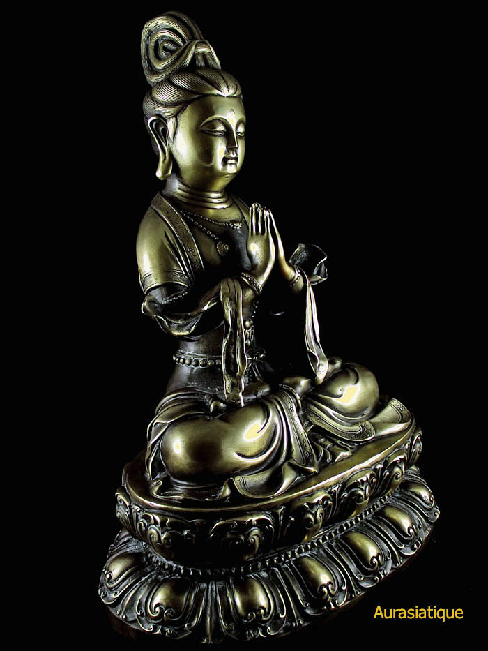Statue chinoise de guanyin en bronze