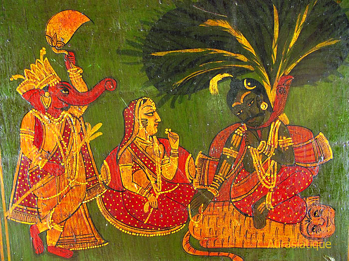 tablette indienne écritoire peinte shiva