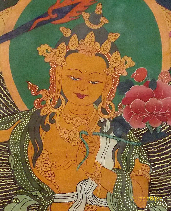 peinture thangka tibétaine de manjushri