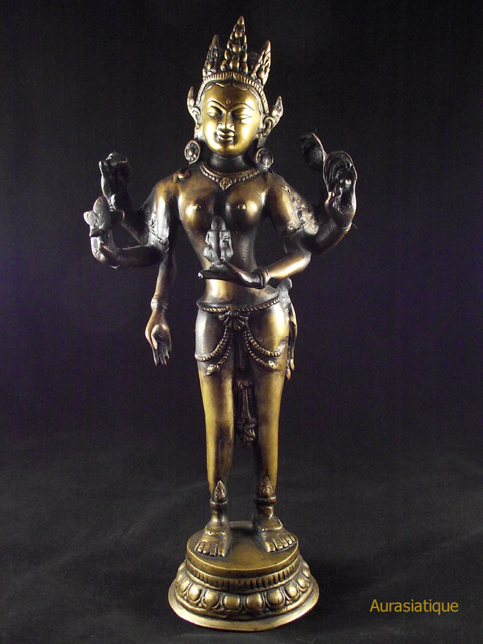 statue népalaise en bronze de vasudhara