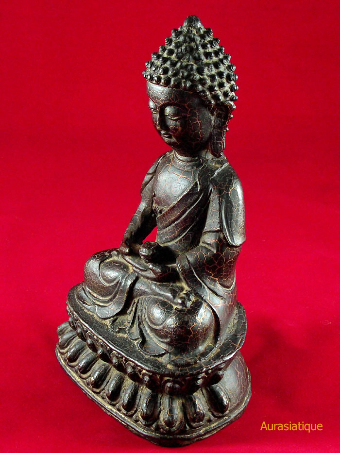 Statuette chinoise du bouddha amitabha en fonte