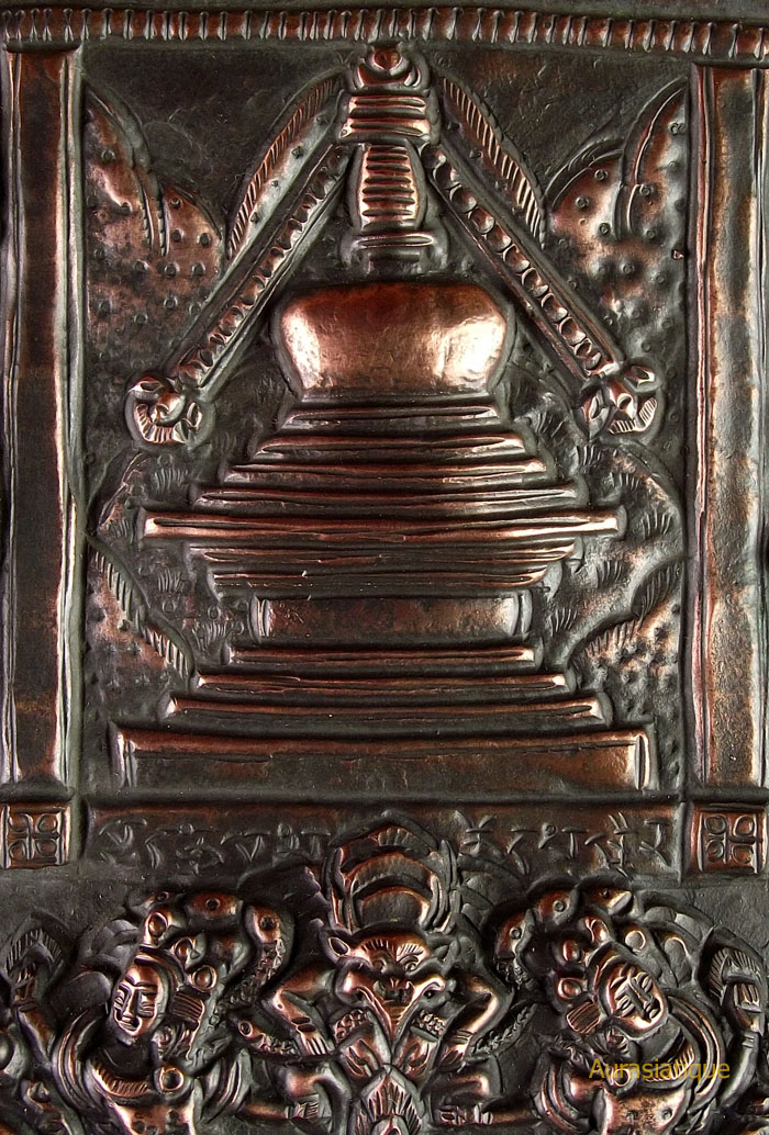 tableau en cuivre repoussé la vie du bouddha