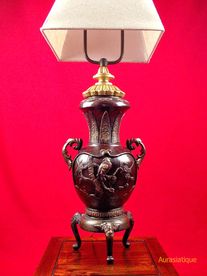 lampe vase japonais en bronze