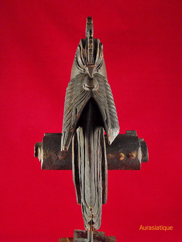 perroquet sculpté en bois indien de profil