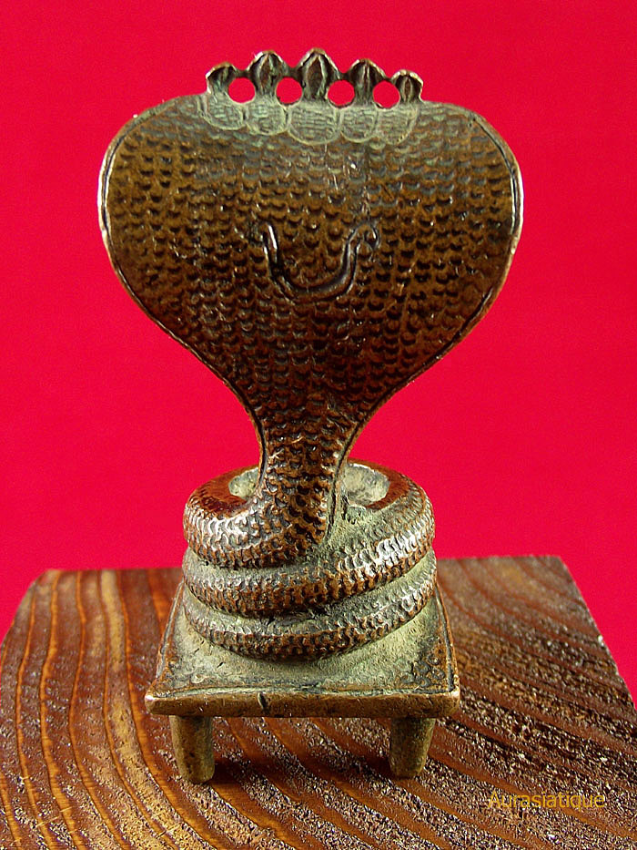 serpent shesha lingam en bronze antique indien vue dos
