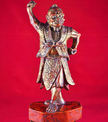 statue japonaise de gardien nio kongo rikishi en bois peint